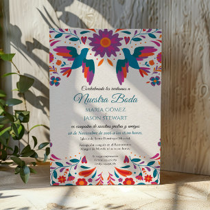 Otomi Tenangos Colourful Folk Art Spanish Wedding Invitation