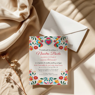 Otomi Tenangos Floral Colourful Spanish Wedding Invitation