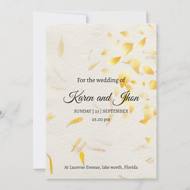 Otoñal wedding with petals invitation (Front)