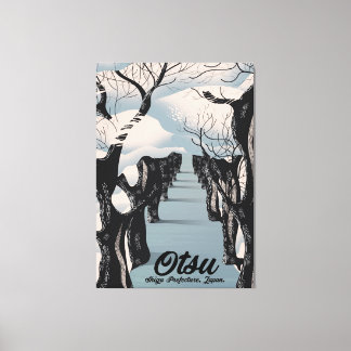 Otsu, japan, Blossom trees travel poster Canvas Print