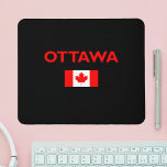 Ottawa Canada Canadian Flag Dark Colour Mouse Mat<br><div class="desc">Shows the red and white Canadian flag with maple leaf and "Ottawa" city above the flag. Enjoy the nation's capital,  meaning the capital city of Canada.
Design for tourists,  visitors,  travelers,  theatre goers,  museum visitors,  Canada Day,  Ottawa residents,  Ontarians,  Canadians,  American admirers.</div>