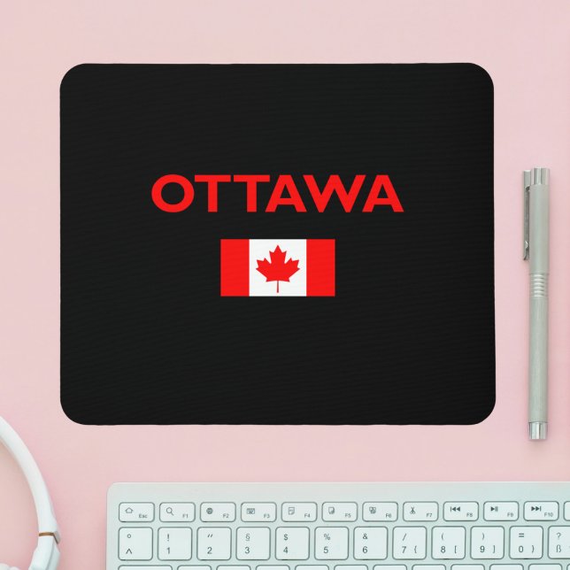 Ottawa Canada Canadian Flag Dark Colour Mouse Mat (Creator Uploaded)