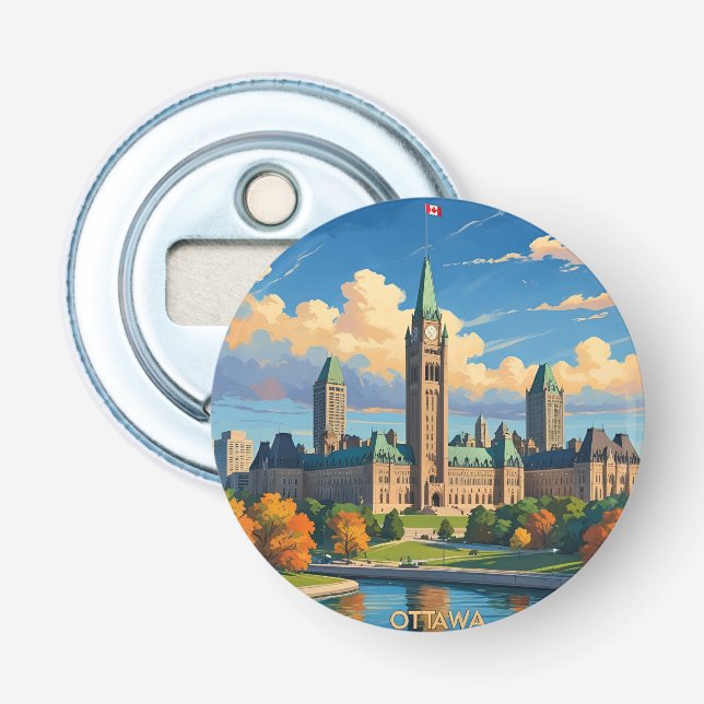 Ottawa Canada Parliament Building, City Skyline Bottle Opener (Front)