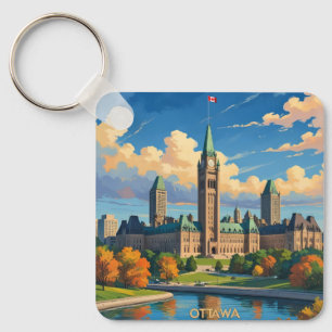 Ottawa Canada Parliament Building, City Skyline Key Ring