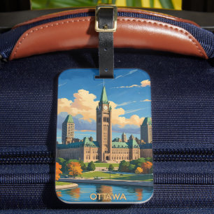 Ottawa Canada Parliament Building, City Skyline Luggage Tag