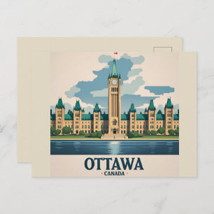 Ottawa Canada Parliament Building, City Skyline Postcard