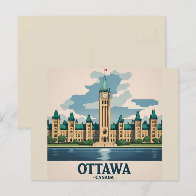 Ottawa Canada Parliament Building, City Skyline Postcard (Front/Back)