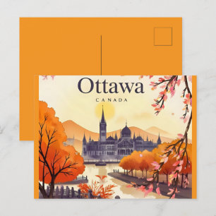 Ottawa Canada Parliament Building, City Skyline Postcard