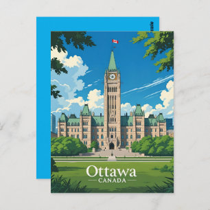 Ottawa Canada Parliament Building, City Skyline Postcard