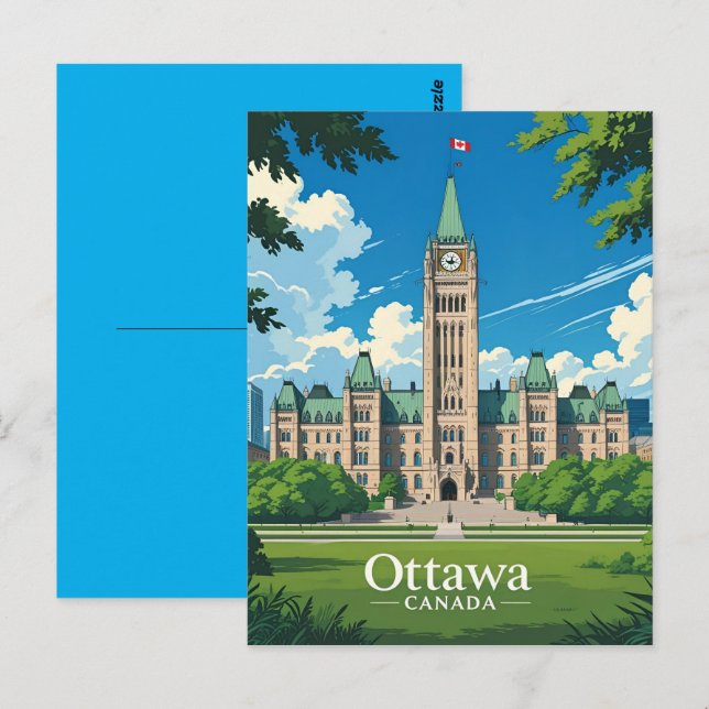 Ottawa Canada Parliament Building, City Skyline Postcard (Front/Back)