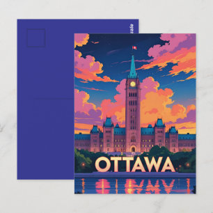 Ottawa Canada Parliament Building, City Skyline Postcard