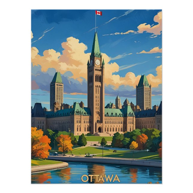 Ottawa Canada Parliament Building, City Skyline Poster (Front)