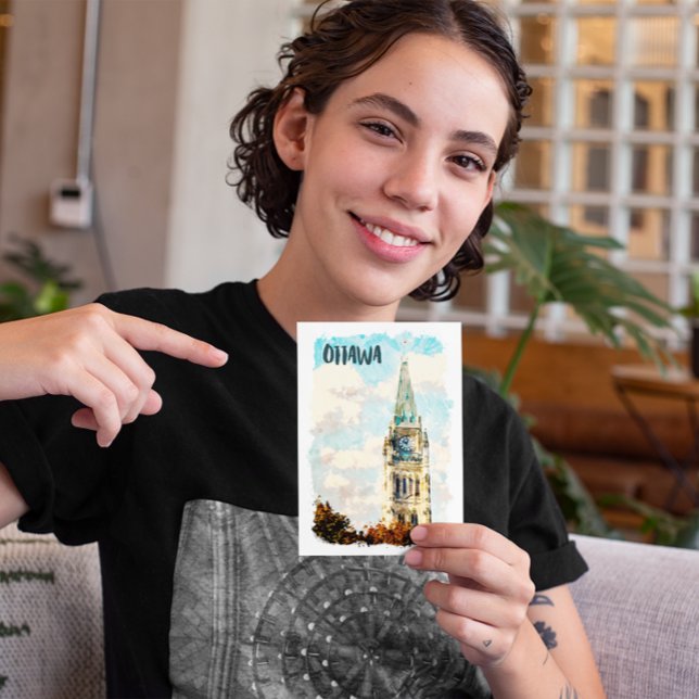 Ottawa Canada Parliament Hill Watercolor Postcard (ottawa canada parliament postcard)