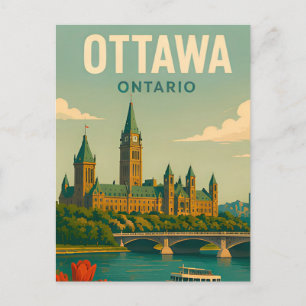 Ottawa Canada Parliament Skyline Travel Postcard