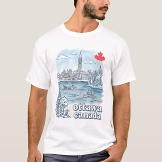 Ottawa Canada Simple Blue Skyline Cute Cityscape T-Shirt