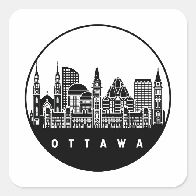 Ottawa Canada Skyline Square Sticker (Front)