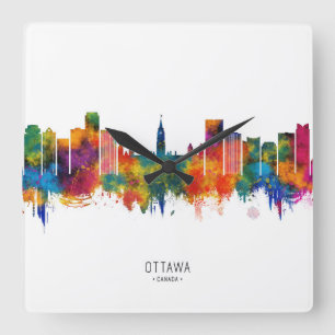 Ottawa Canada Skyline Square Wall Clock