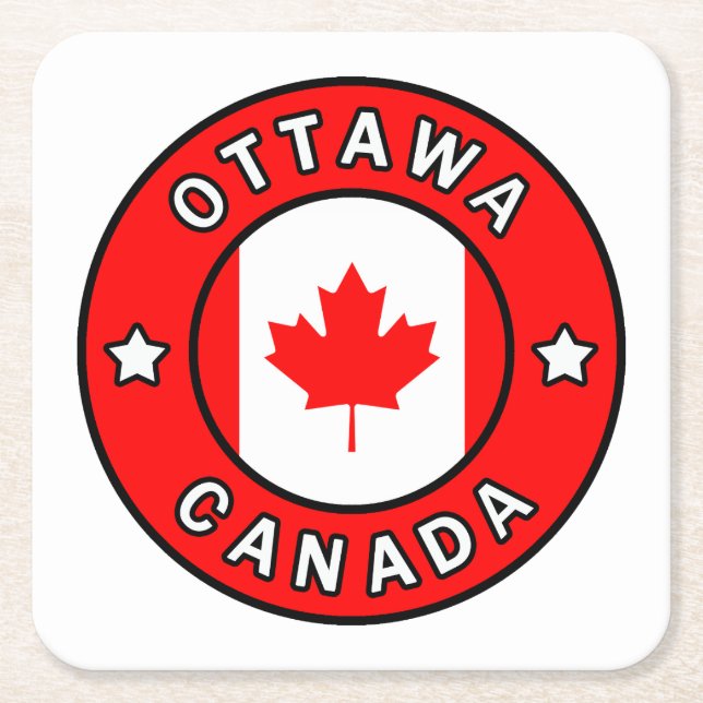 Ottawa Canada Square Paper Coaster (Front)