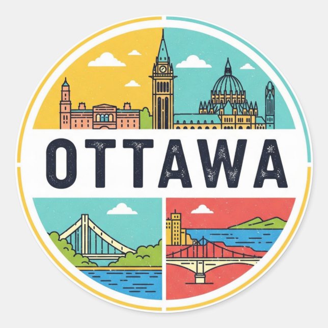 Ottawa Canada Travel Classic Round Sticker (Front)