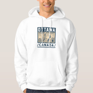 Ottawa Canada Urban Skyline Vintage Travel Poster Hoodie