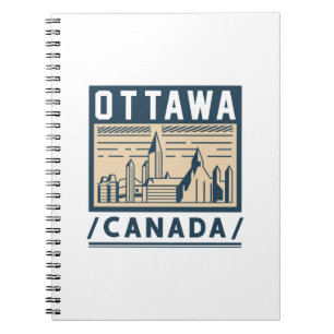 Ottawa Canada Urban Skyline Vintage Travel Poster Notebook