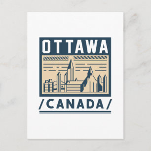 Ottawa Canada Urban Skyline Vintage Travel Poster Postcard