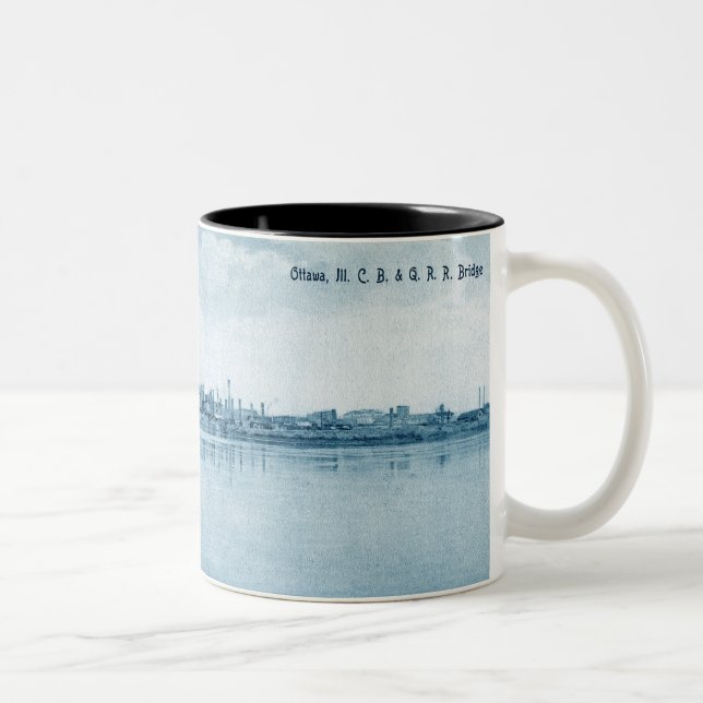 Ottawa Illinois C.B. & Q R.R. Bridge Circa 1900 Two-Tone Coffee Mug (Right)