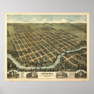 Ottawa Kansas 1872 Panoramic Map Poster