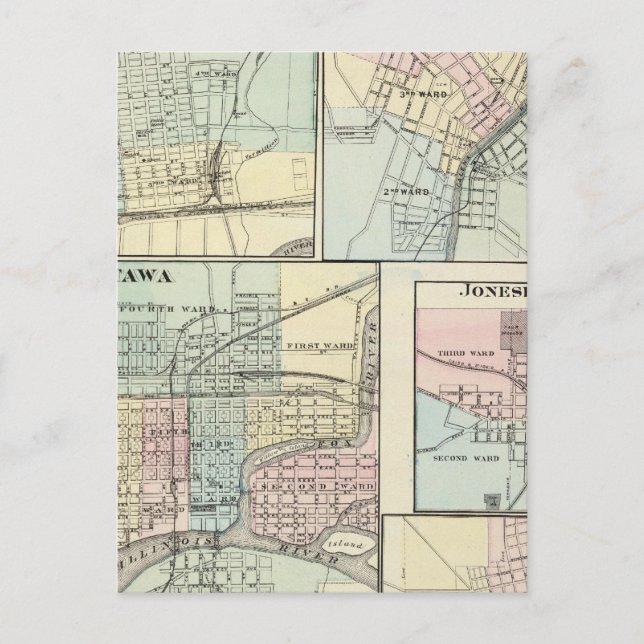 Ottawa, LaSalle, Galena, Jonesboro and Sparta Postcard (Front)