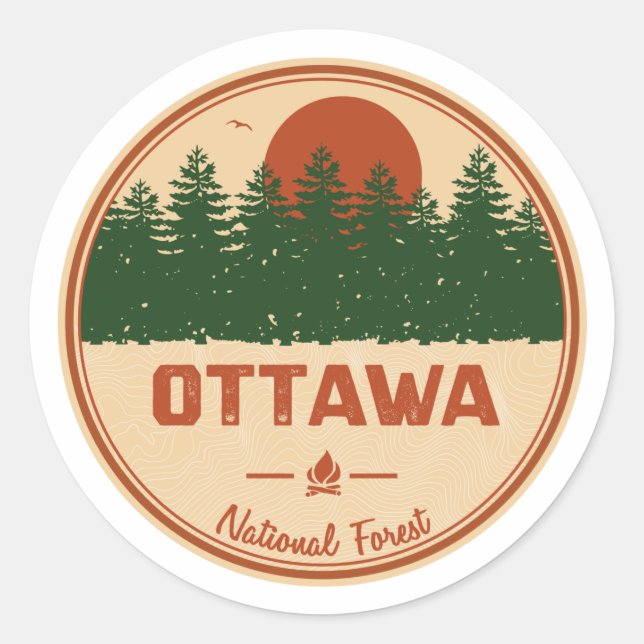 Ottawa National Forest Classic Round Sticker (Front)