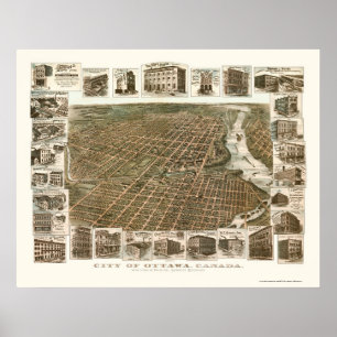 Ottawa, ON, Canada Panoramic Map - 1895 Poster