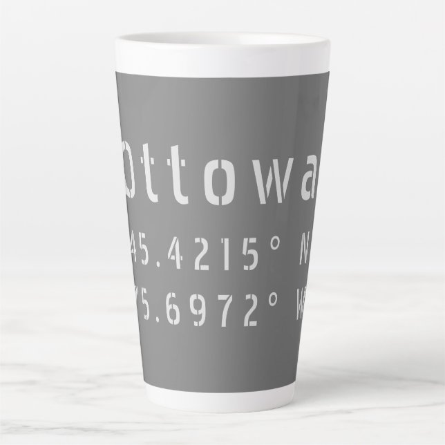 Ottawa Ontario Latitude & Longitude Latte Mug (Front)