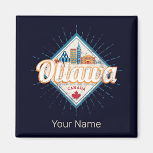 Ottawa Skyline Ontario Retro Canada Vintage Magnet
