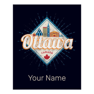 Ottawa Skyline Ontario Retro Canada Vintage Poster