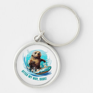 Otter 841 Surfing Otter She Steals Surfboards Otte Key Ring