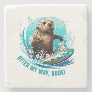 Otter 841 Surfing Otter She Steals Surfboards Otte Stone Coaster