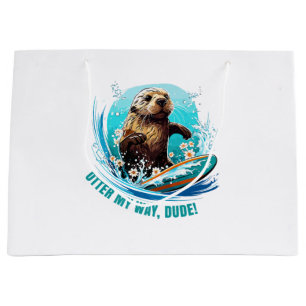 Otter 841 Surfing Otter She Steals SurfboarOtter 8 Large Gift Bag