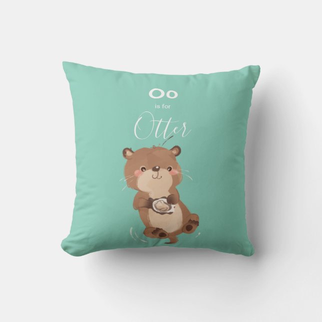 Otter • Add Your Name Cute Alphabet Monogram Cushion (Front)