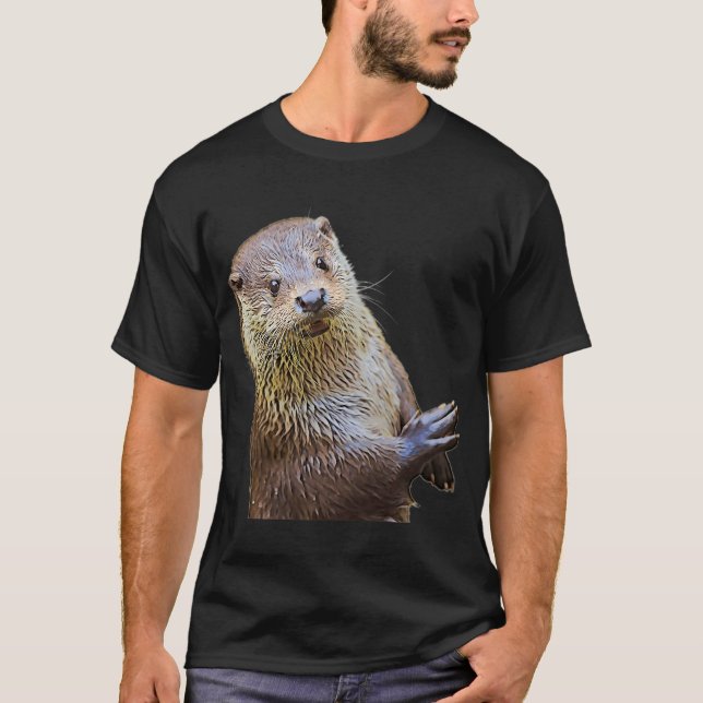 Otter And Oil Painting Sea Otter T-Shirt (Front)