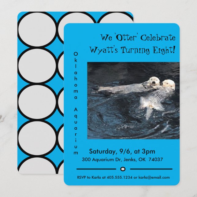Otter Animal Aquarium Birthday Party Invitation (Front/Back)