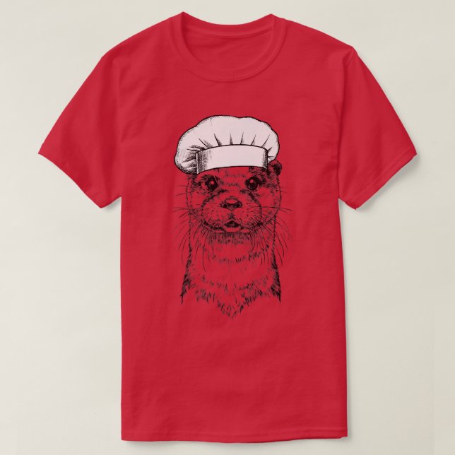 Otter Animal Chef Funny Cooking Cook T-Shirt (Design Front)