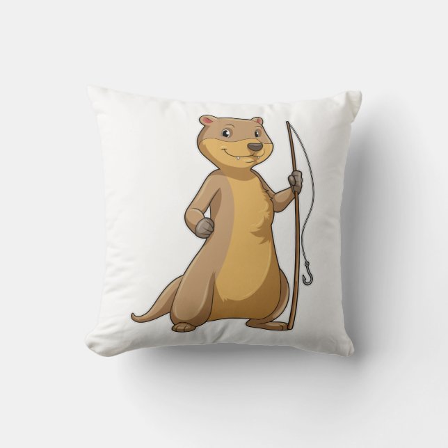 Otter as Fisher with Fishing rod Cushion (Front)
