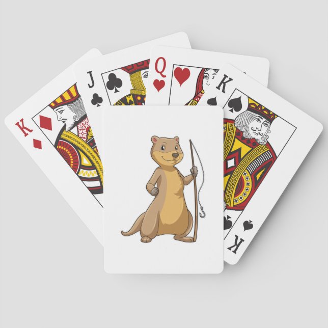Otter as Fisher with Fishing rod Playing Cards (Back)