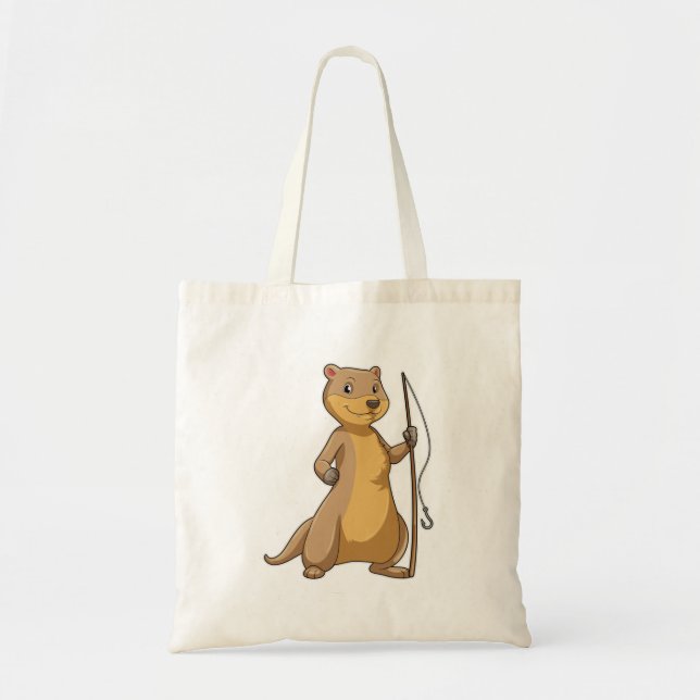 Otter as Fisher with Fishing rod Tote Bag (Front)