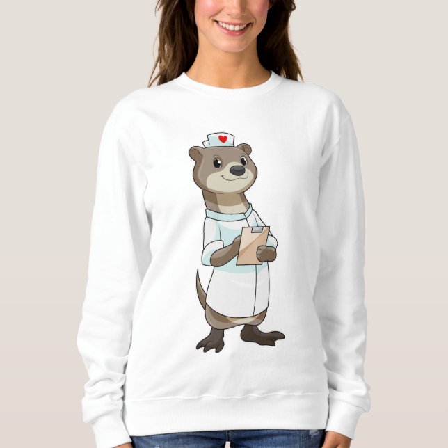 Otter as Nurse with Heart Sweatshirt (Front)