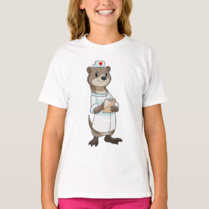 Otter as Nurse with Heart T-Shirt