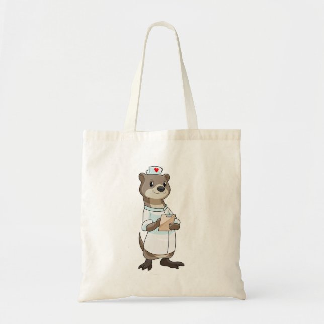 Otter as Nurse with Heart Tote Bag (Front)