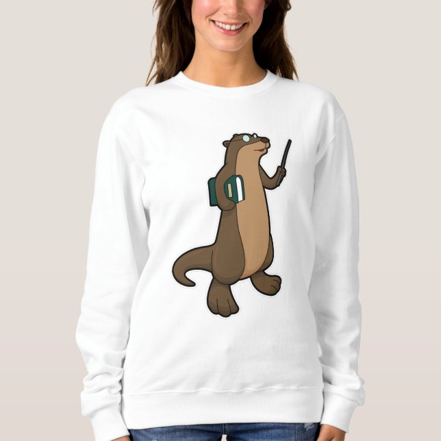 Otter as Teacher with Book & Pointer Sweatshirt (Front)