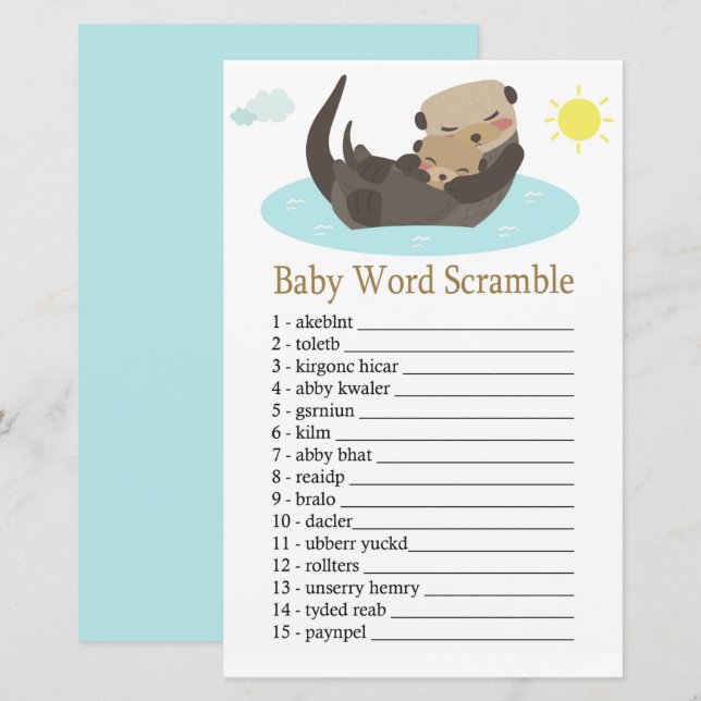 Otter Baby word scramble game (Front/Back)