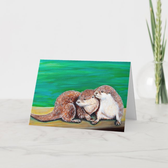 Otter Best Friends Painting Card (Front)